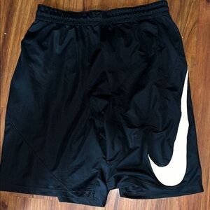 Nike Men's Black Athletic Shorts with White Swoosh